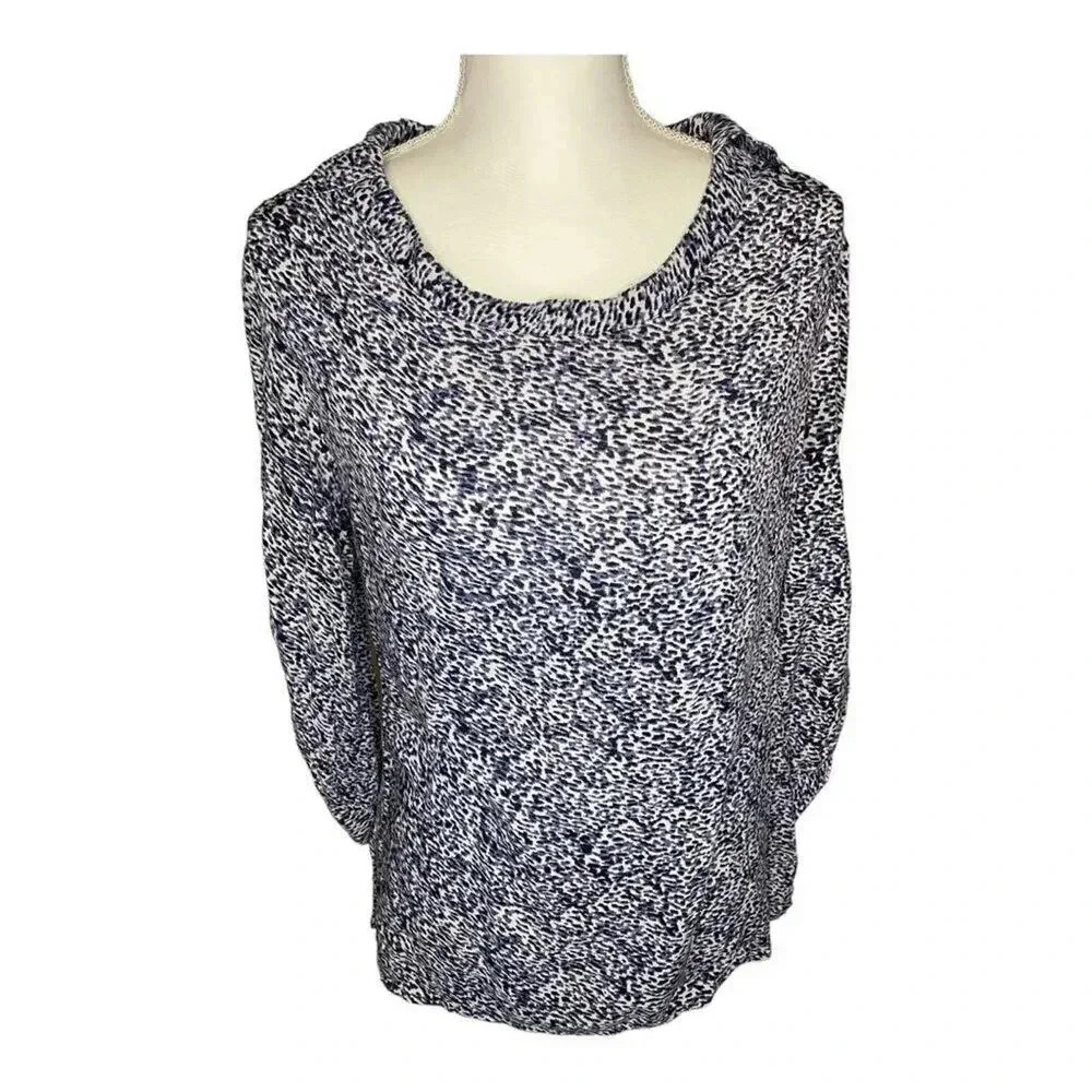 The Limited Women’s Small Blue & White 3/4 Sleeve Silky Soft Blouse